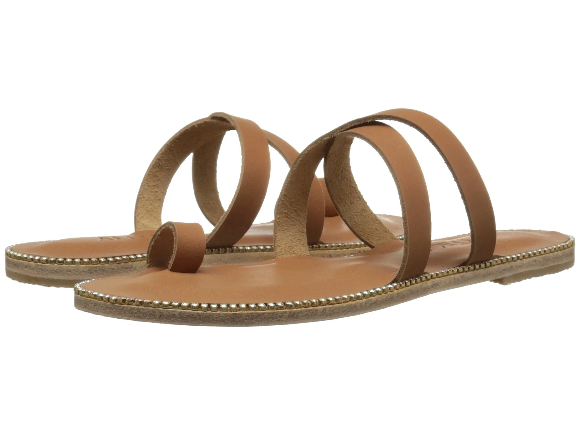 Sunset Blvd - Leather Toe Loop With Swarovski crystals | Tan