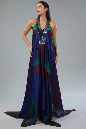 Teal Green Sleeveless Chiffon Gown