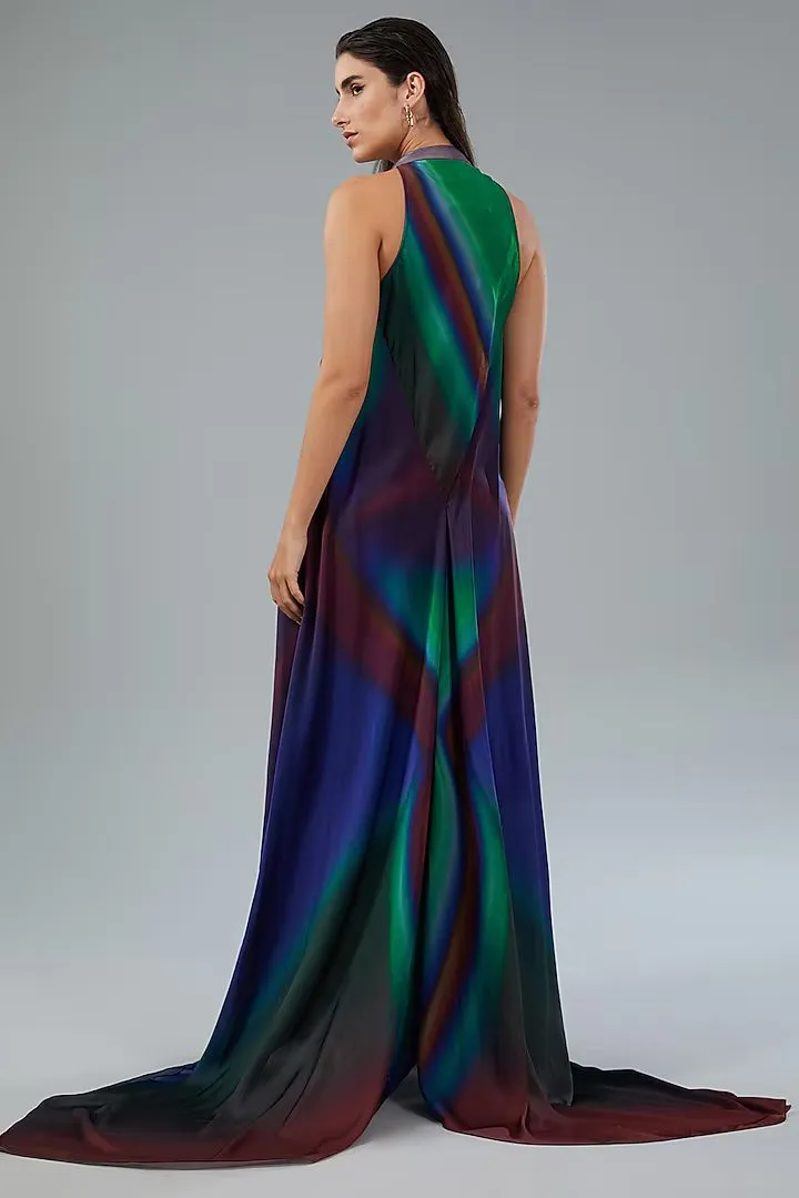 Teal Green Sleeveless Chiffon Gown