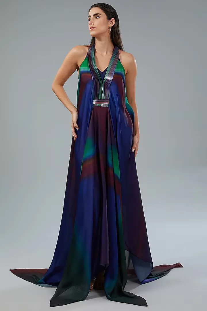 Teal Green Sleeveless Chiffon Gown