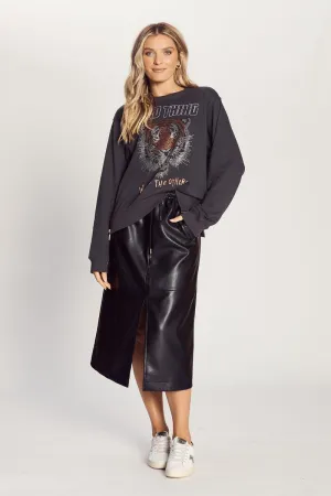 The Others - The Slim Zip Sweat - Black with Wild Tiger Diamonte
