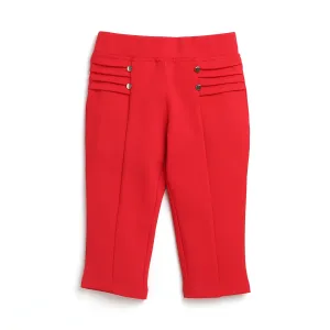 Tiny Girl Red Capri Has A Slip On Closure With Front Buttons