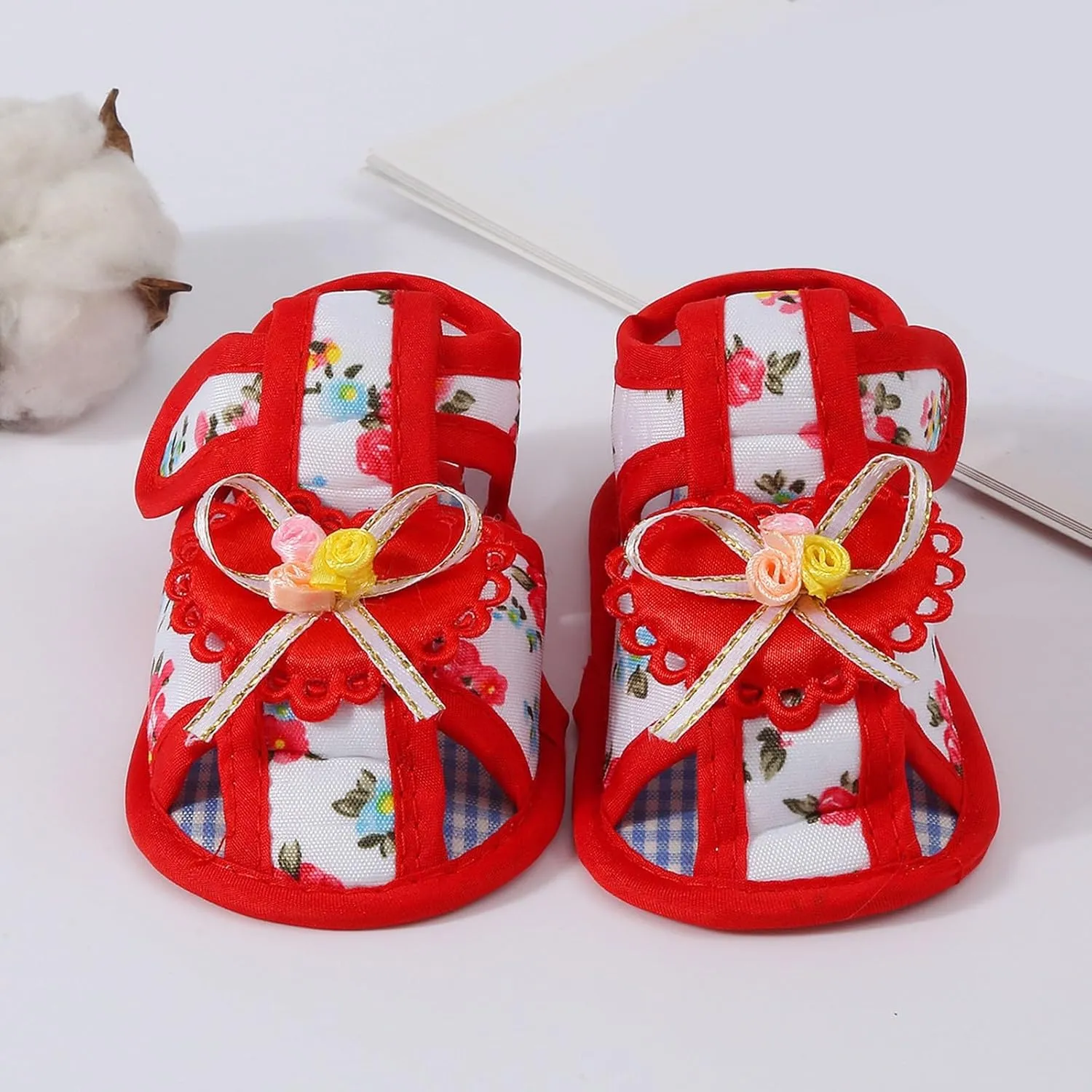 Toddler Baby Girls Cute Flower First Walking Sandals Lightweight Soft Sole Non-Slip Sneakers Princess Wedding Shoes