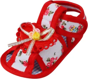 Toddler Baby Girls Cute Flower First Walking Sandals Lightweight Soft Sole Non-Slip Sneakers Princess Wedding Shoes