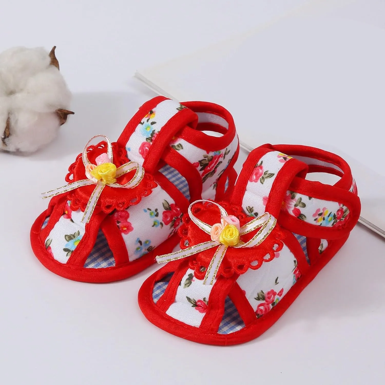 Toddler Baby Girls Cute Flower First Walking Sandals Lightweight Soft Sole Non-Slip Sneakers Princess Wedding Shoes