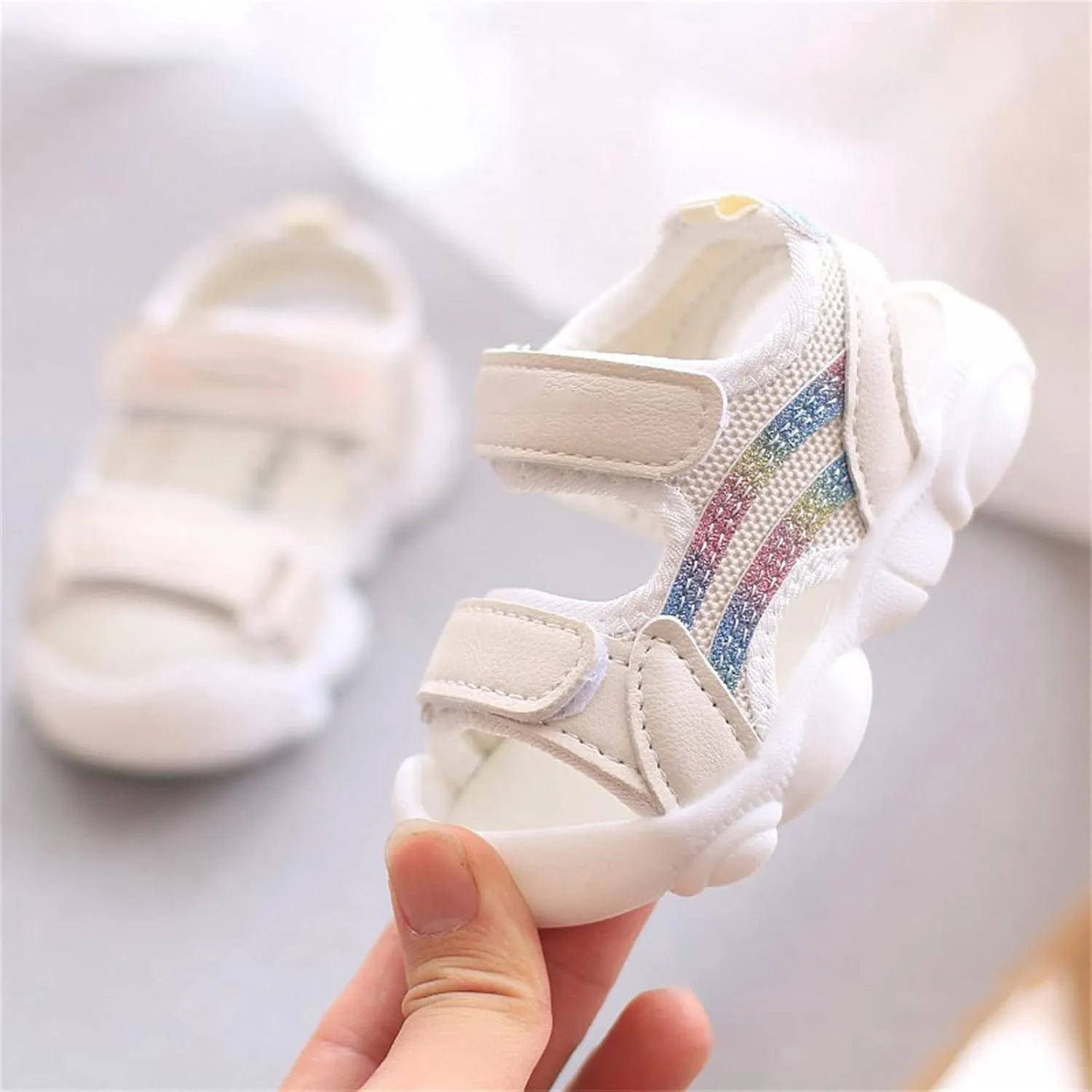 Toddler Girls Open Toe Sandals Non Slip Double Buckle Slides Kids Breathable Thick Sole Shoes Quick Dry Walking Shoes