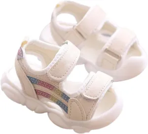 Toddler Girls Open Toe Sandals Non Slip Double Buckle Slides Kids Breathable Thick Sole Shoes Quick Dry Walking Shoes