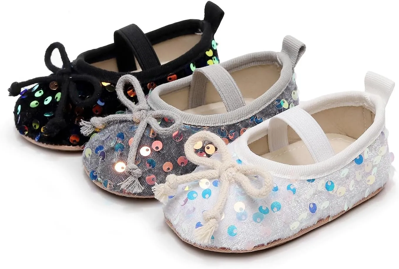 Toddler Girls Sequins Mary Jane Cloth Shoes Prewalker Newborn Lightweight Soft Sneaker Infant Baby Flat Dress Shoes