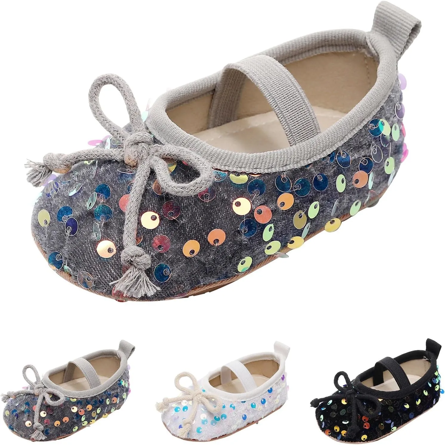 Toddler Girls Sequins Mary Jane Cloth Shoes Prewalker Newborn Lightweight Soft Sneaker Infant Baby Flat Dress Shoes