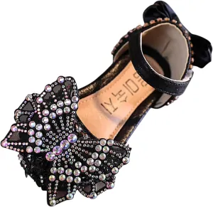 Toddler Sandals Fashion Summer Girls Dance Shoes Princess Dress Performance Shoes Silk Bow Mesh Anti Slip Rubber Sole