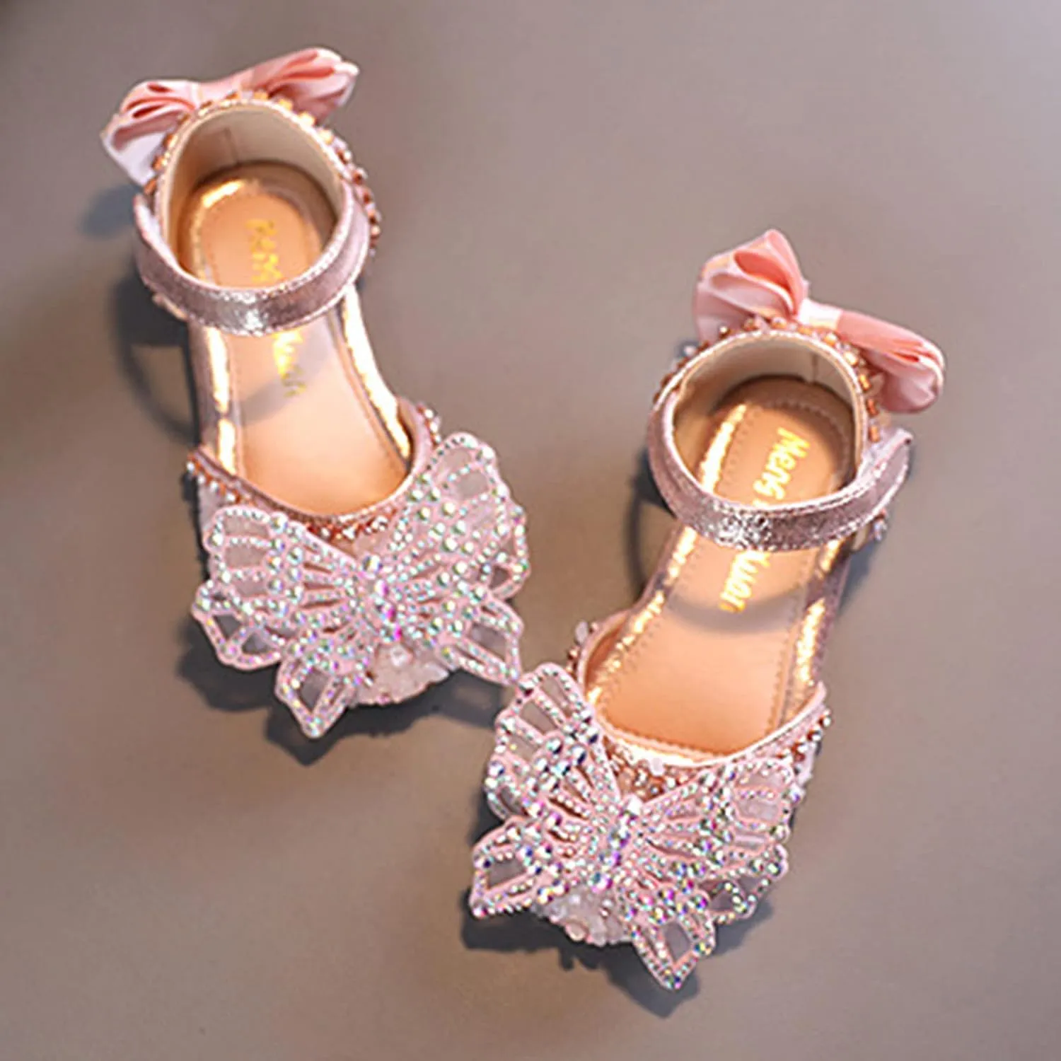Toddler Sandals Fashion Summer Girls Dance Shoes Princess Dress Performance Shoes Silk Bow Mesh Anti Slip Rubber Sole