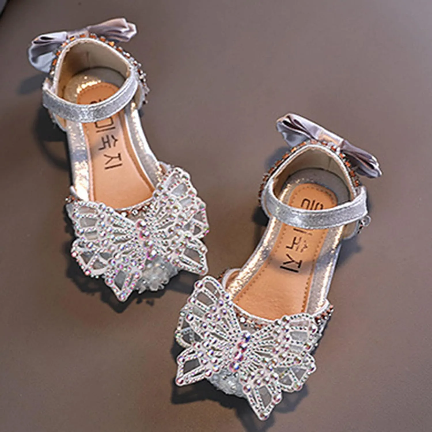 Toddler Sandals Fashion Summer Girls Dance Shoes Princess Dress Performance Shoes Silk Bow Mesh Anti Slip Rubber Sole