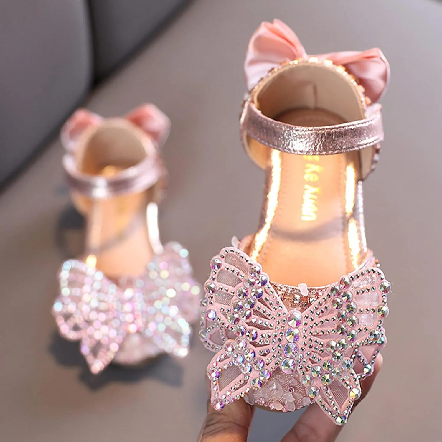 Toddler Sandals Fashion Summer Girls Dance Shoes Princess Dress Performance Shoes Silk Bow Mesh Anti Slip Rubber Sole