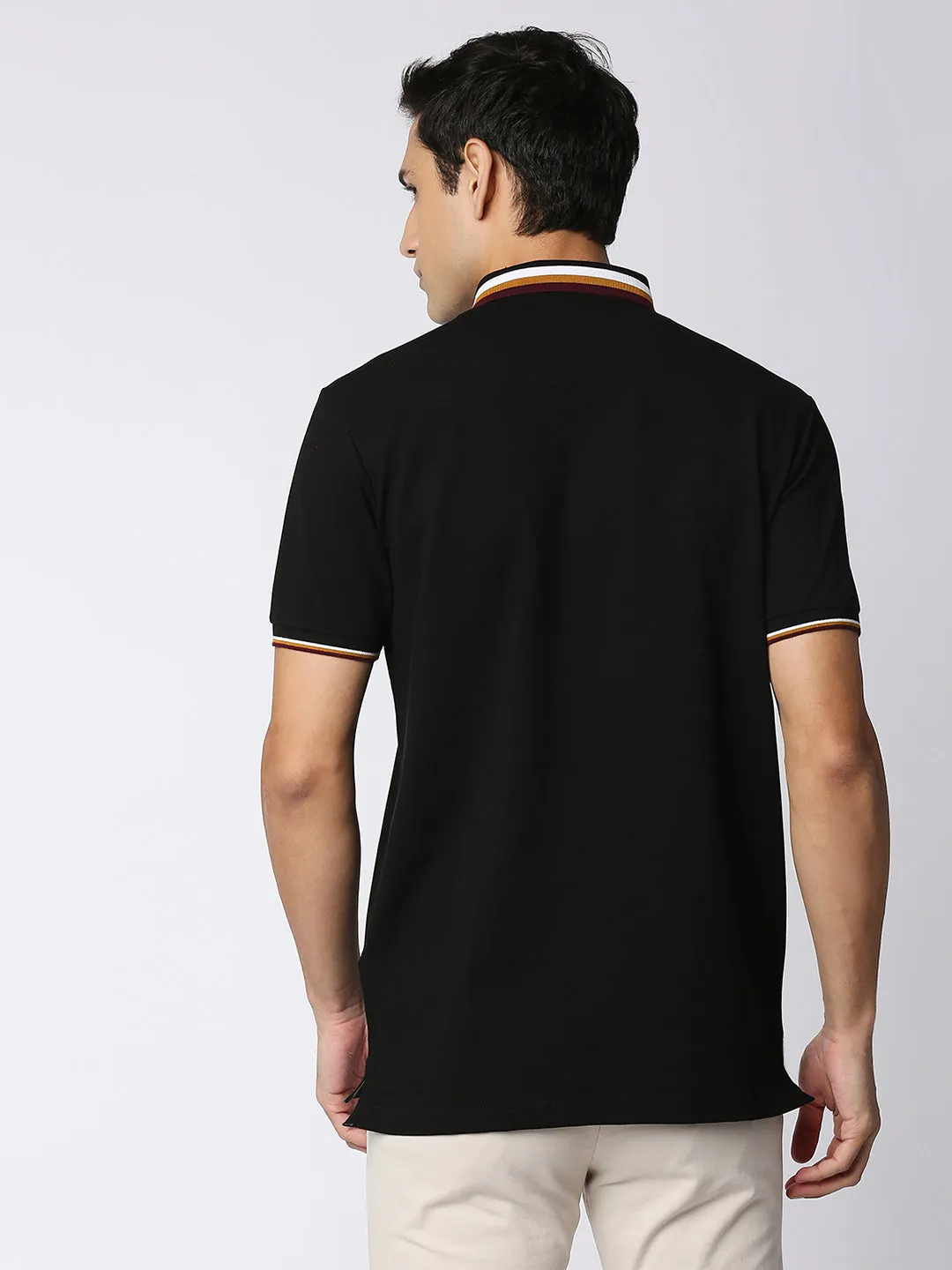 True Black Pique Lycra Polo T-shirt