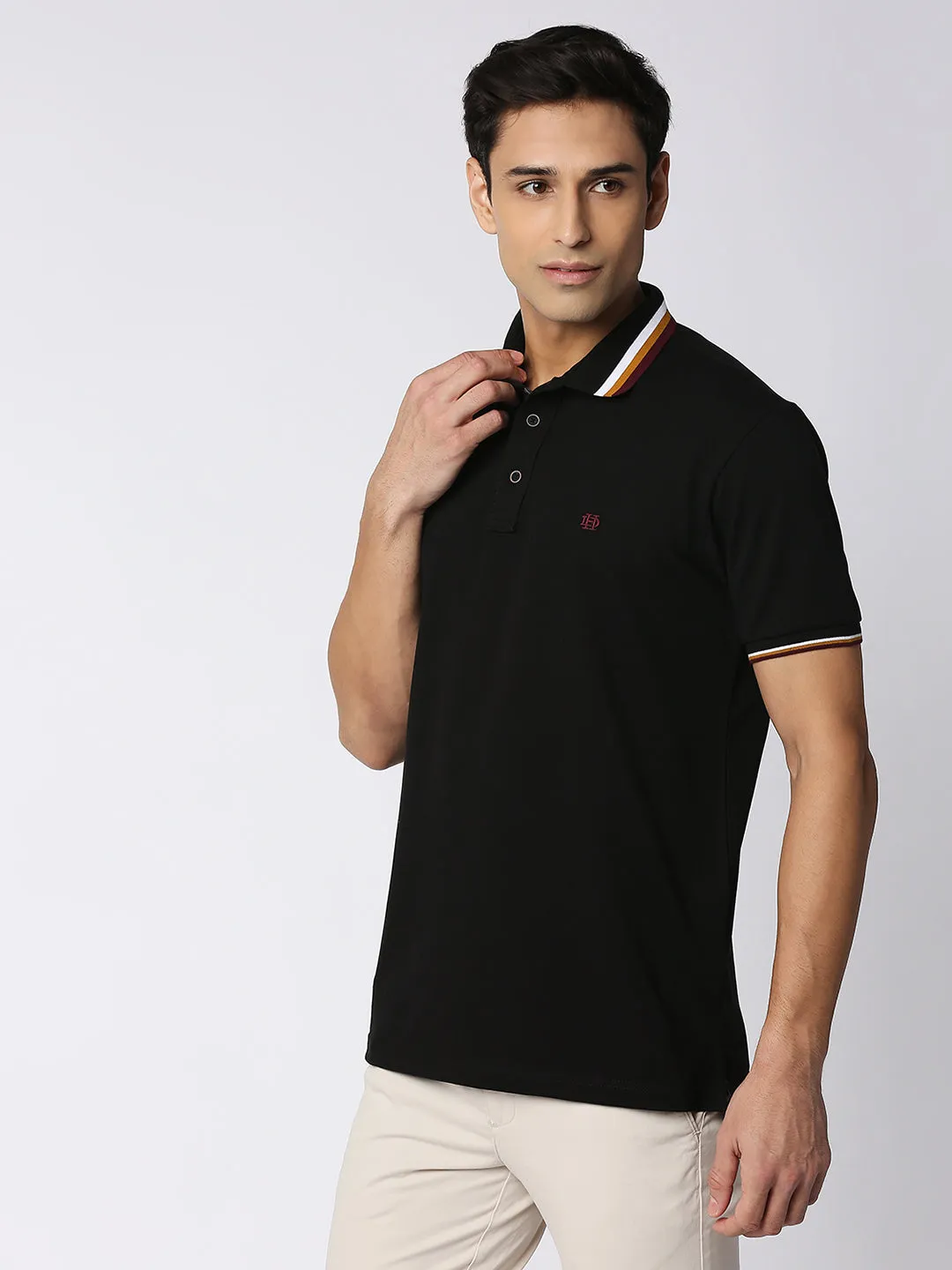 True Black Pique Lycra Polo T-shirt