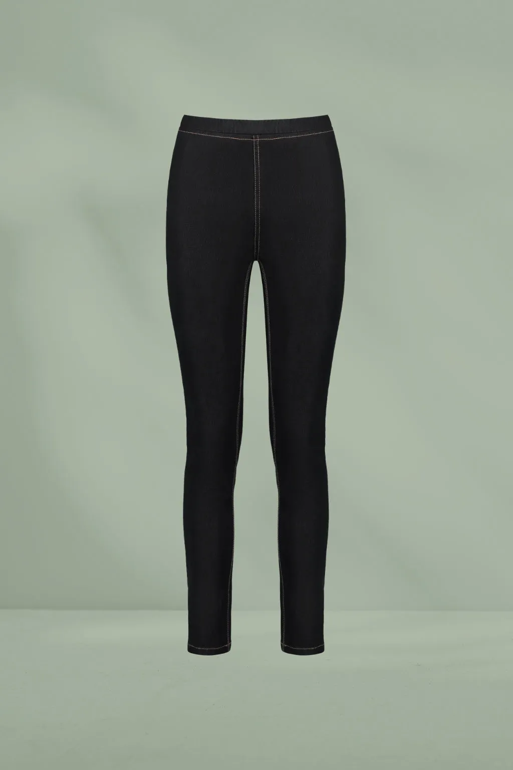 Vassalli Contrast Stitch Pull Up Denim Pants Black