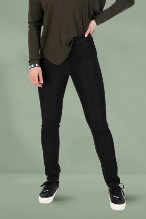 Vassalli Contrast Stitch Pull Up Denim Pants Black