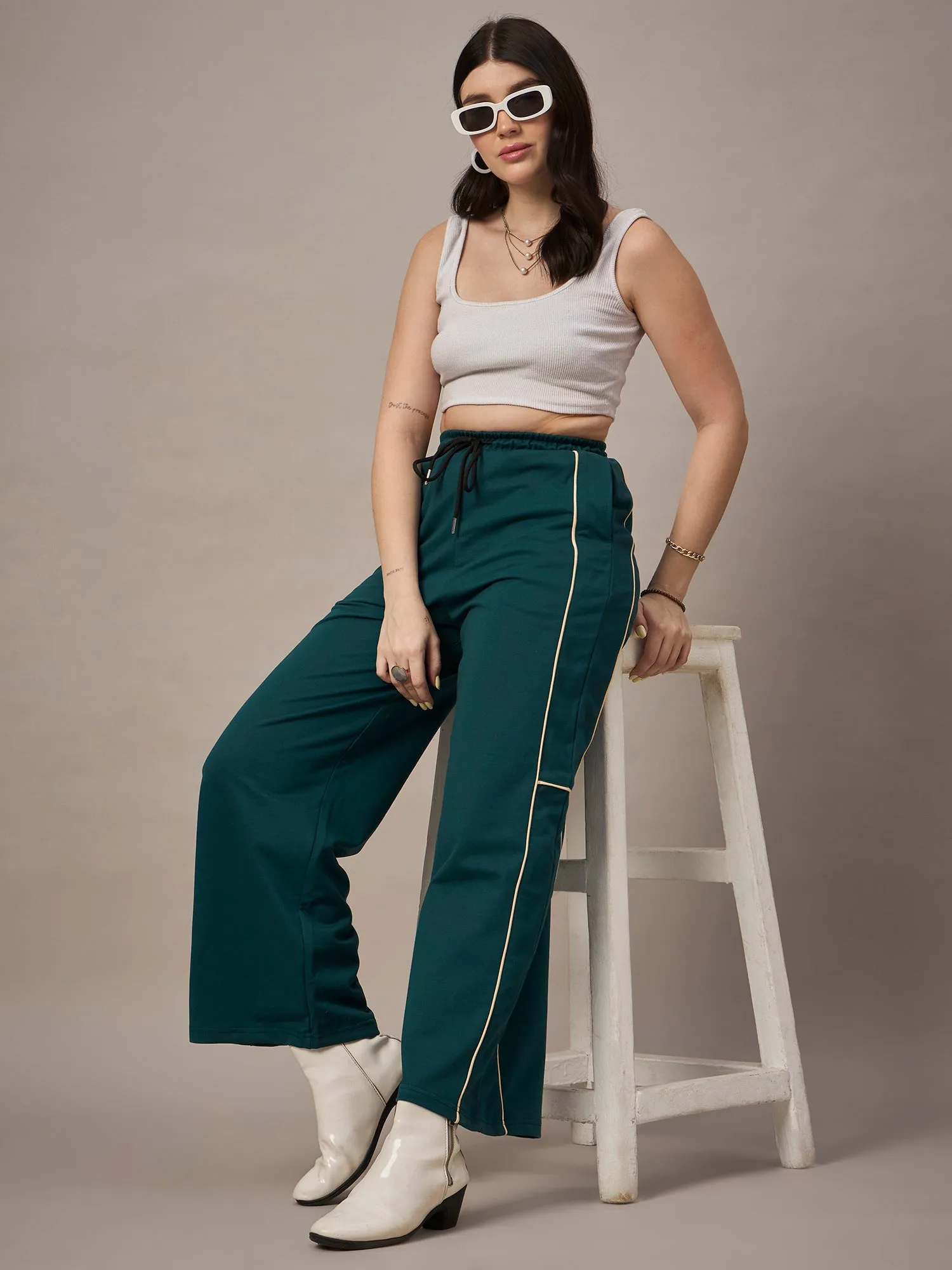 Women  Bottle Green Trackpants