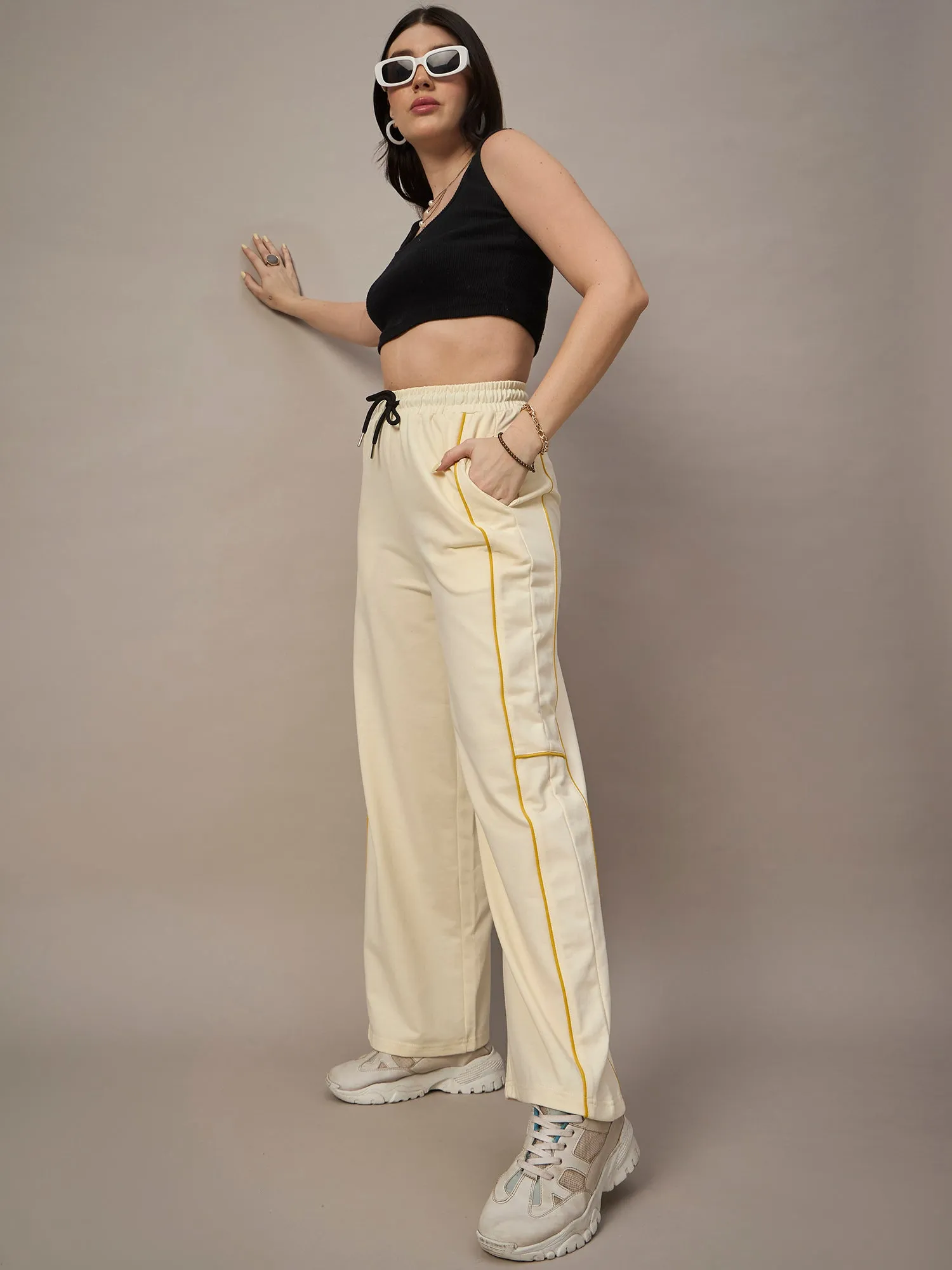 Women  Cream Trackpants