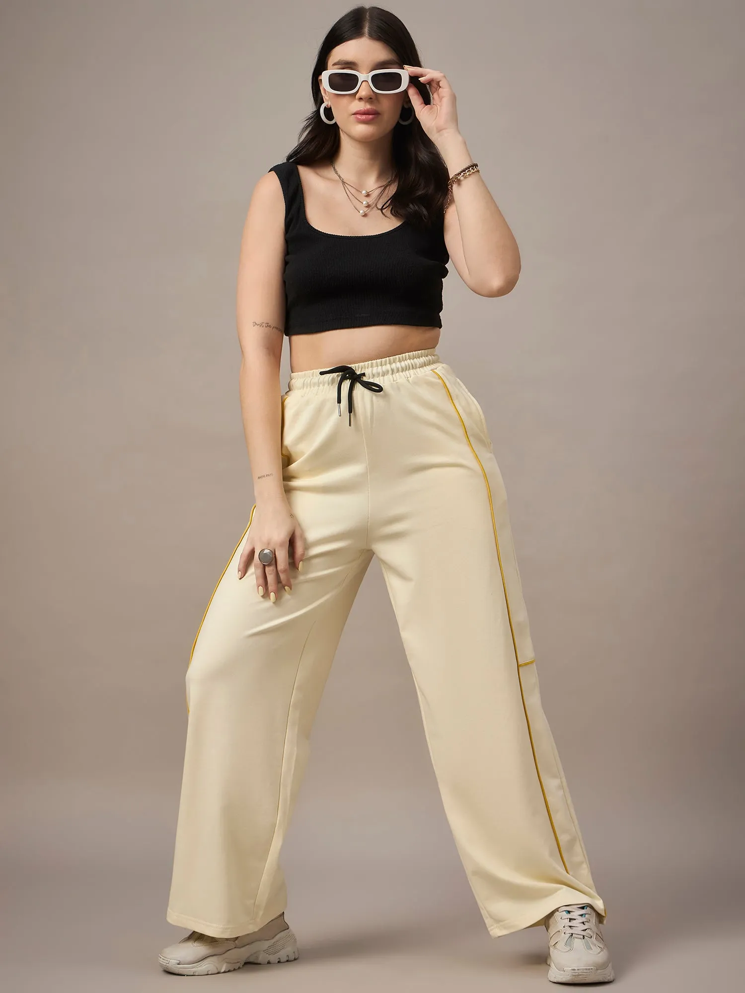 Women  Cream Trackpants
