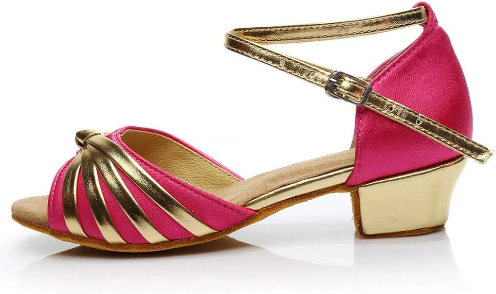 Women Dancing Ballroom Latin Salsa Dance Shoes Sandals Low-heeled Cool Cross Buckles Single Shoes