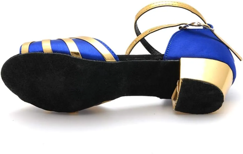 Women Dancing Ballroom Latin Salsa Dance Shoes Sandals Low-heeled Cool Cross Buckles Single Shoes