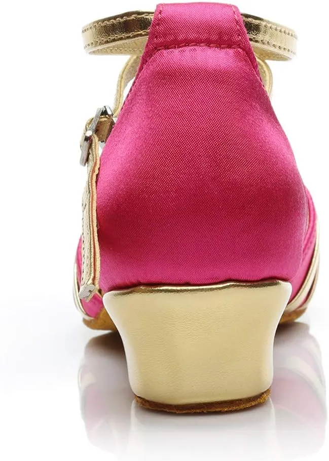 Women Dancing Ballroom Latin Salsa Dance Shoes Sandals Low-heeled Cool Cross Buckles Single Shoes