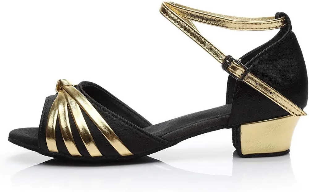 Women Dancing Ballroom Latin Salsa Dance Shoes Sandals Low-heeled Cool Cross Buckles Single Shoes