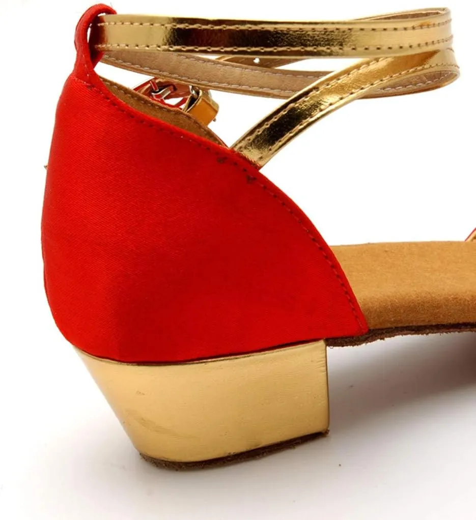 Women Dancing Ballroom Latin Salsa Dance Shoes Sandals Low-heeled Cool Cross Buckles Single Shoes