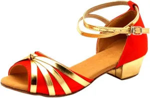 Women Dancing Ballroom Latin Salsa Dance Shoes Sandals Low-heeled Cool Cross Buckles Single Shoes