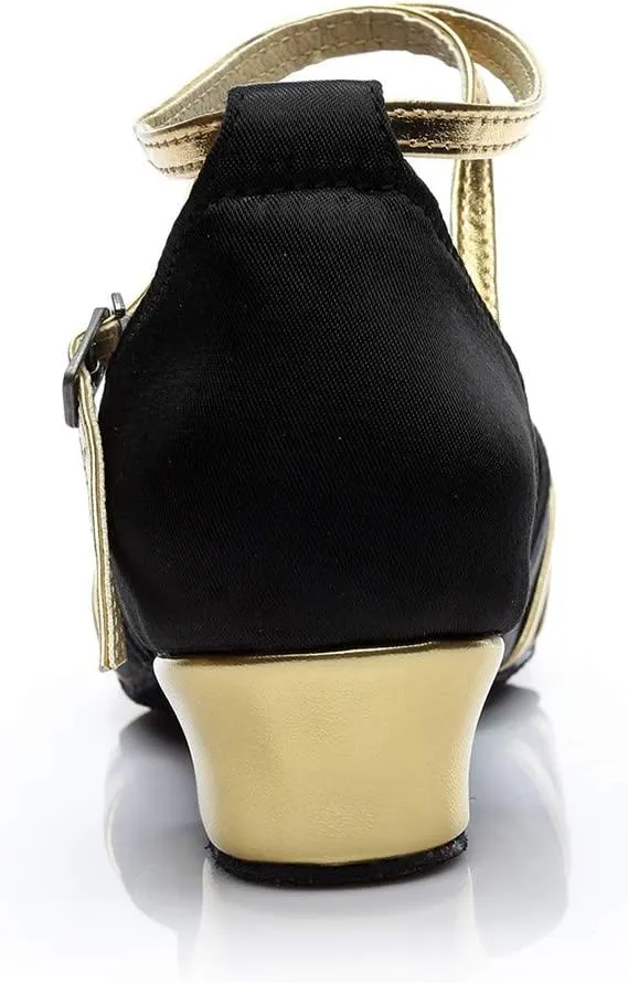 Women Dancing Ballroom Latin Salsa Dance Shoes Sandals Low-heeled Cool Cross Buckles Single Shoes