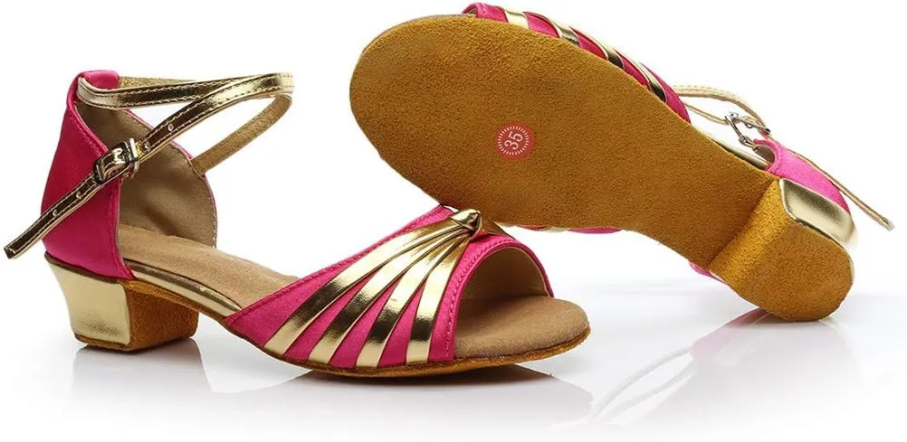 Women Dancing Ballroom Latin Salsa Dance Shoes Sandals Low-heeled Cool Cross Buckles Single Shoes