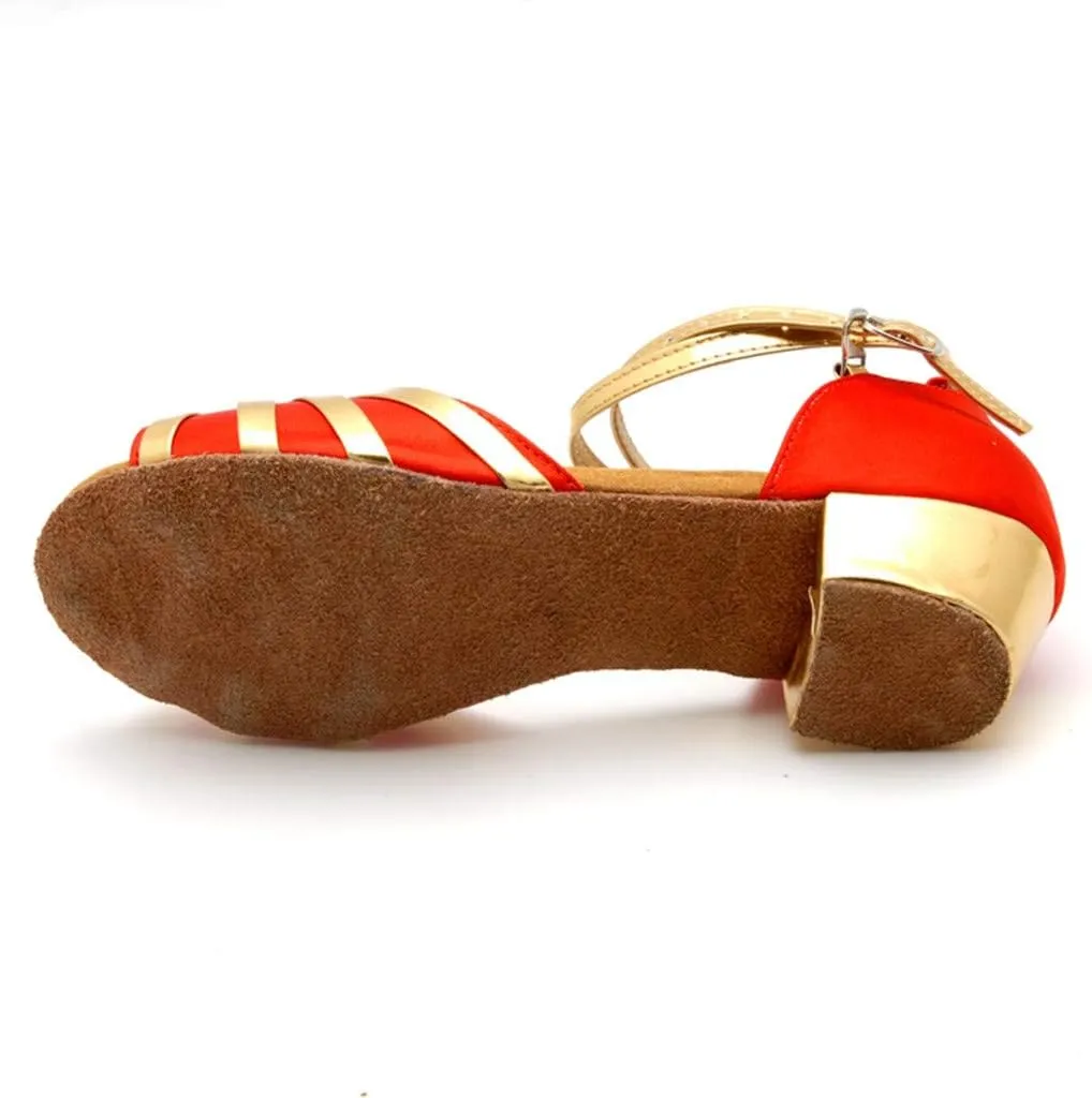 Women Dancing Ballroom Latin Salsa Dance Shoes Sandals Low-heeled Cool Cross Buckles Single Shoes