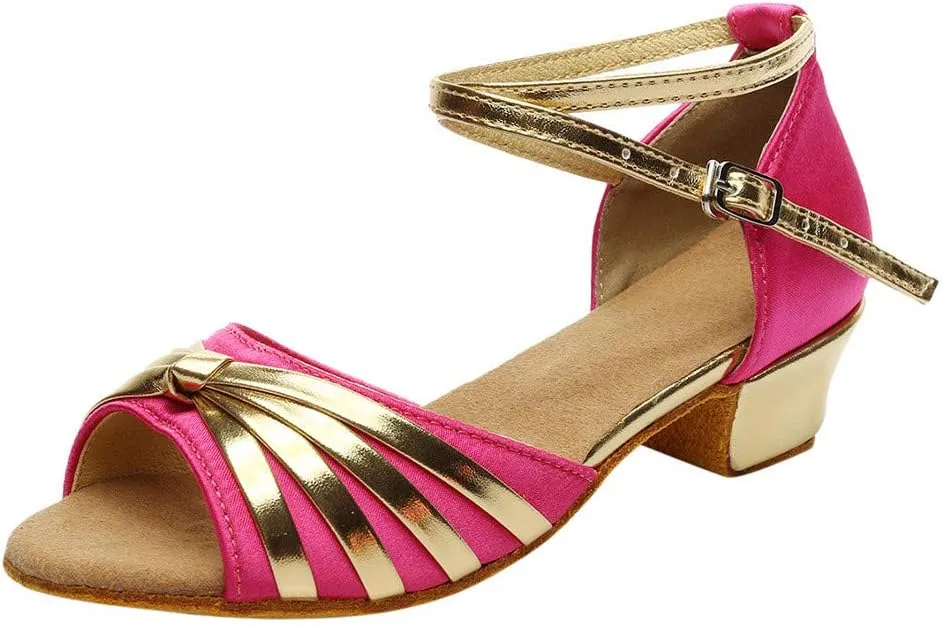 Women Dancing Ballroom Latin Salsa Dance Shoes Sandals Low-heeled Cool Cross Buckles Single Shoes