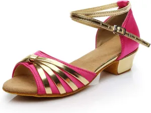 Women Dancing Ballroom Latin Salsa Dance Shoes Sandals Low-heeled Cool Cross Buckles Single Shoes