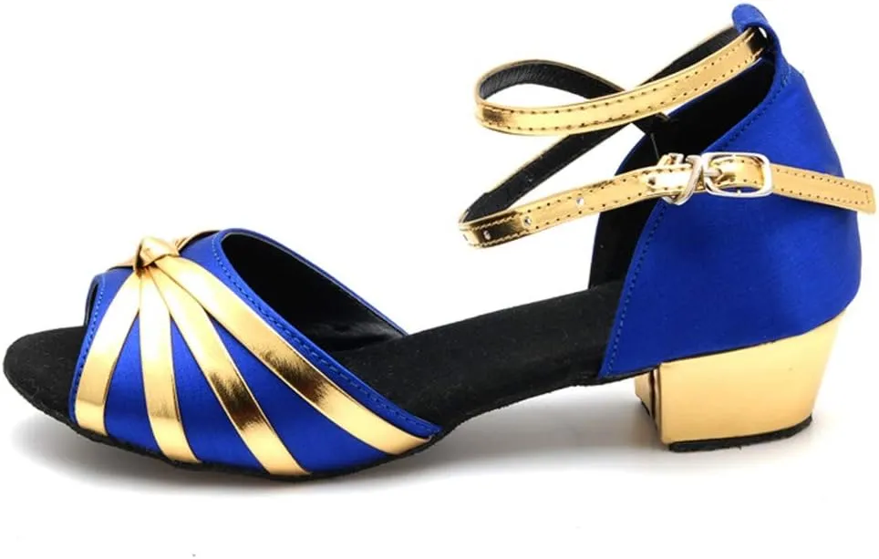 Women Dancing Ballroom Latin Salsa Dance Shoes Sandals Low-heeled Cool Cross Buckles Single Shoes