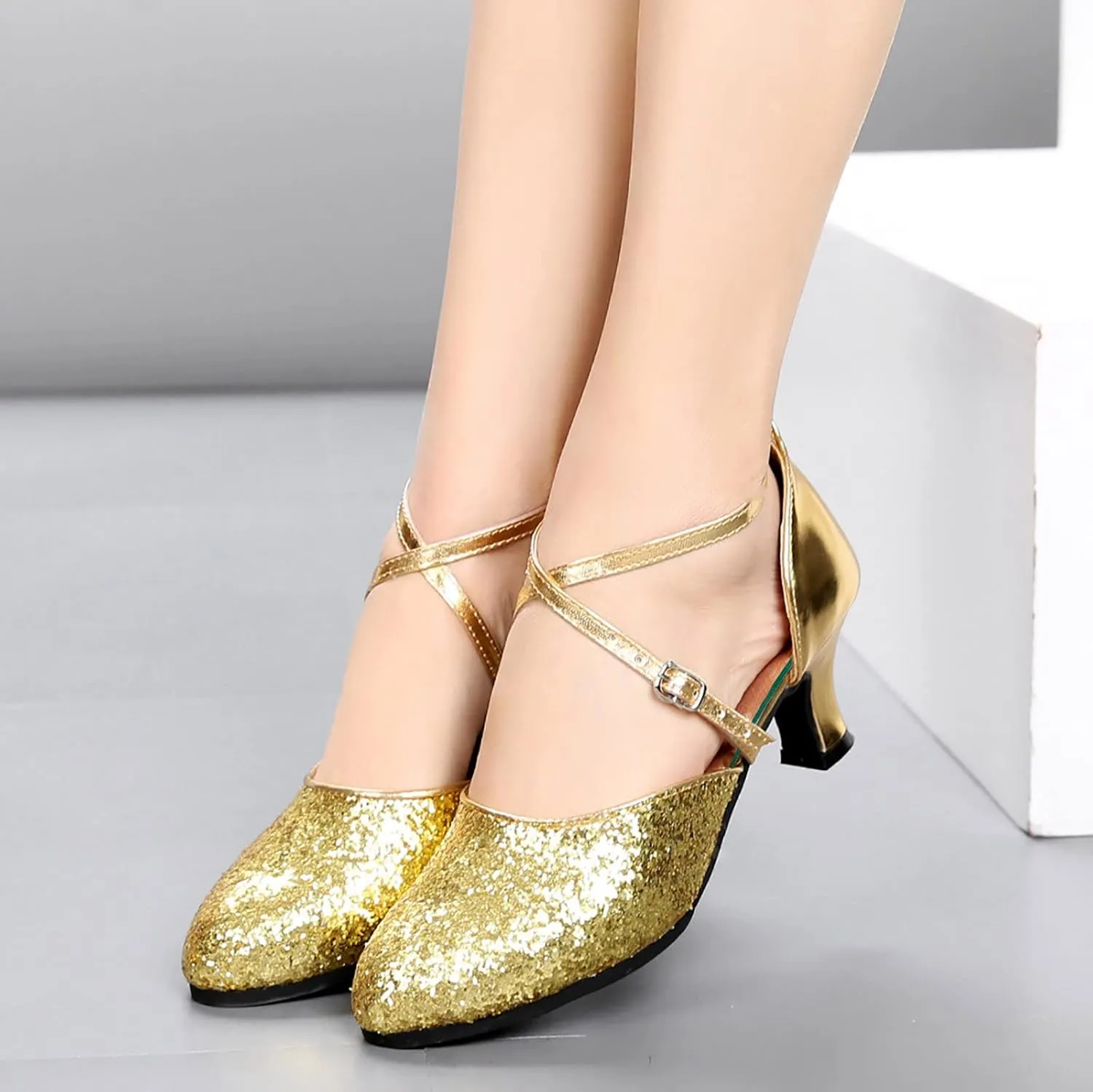 Women Rhinestone Ballroom Dance Shoes Latin Performance Dance Shoes Beach Summer Platform Women Wedge Sandals