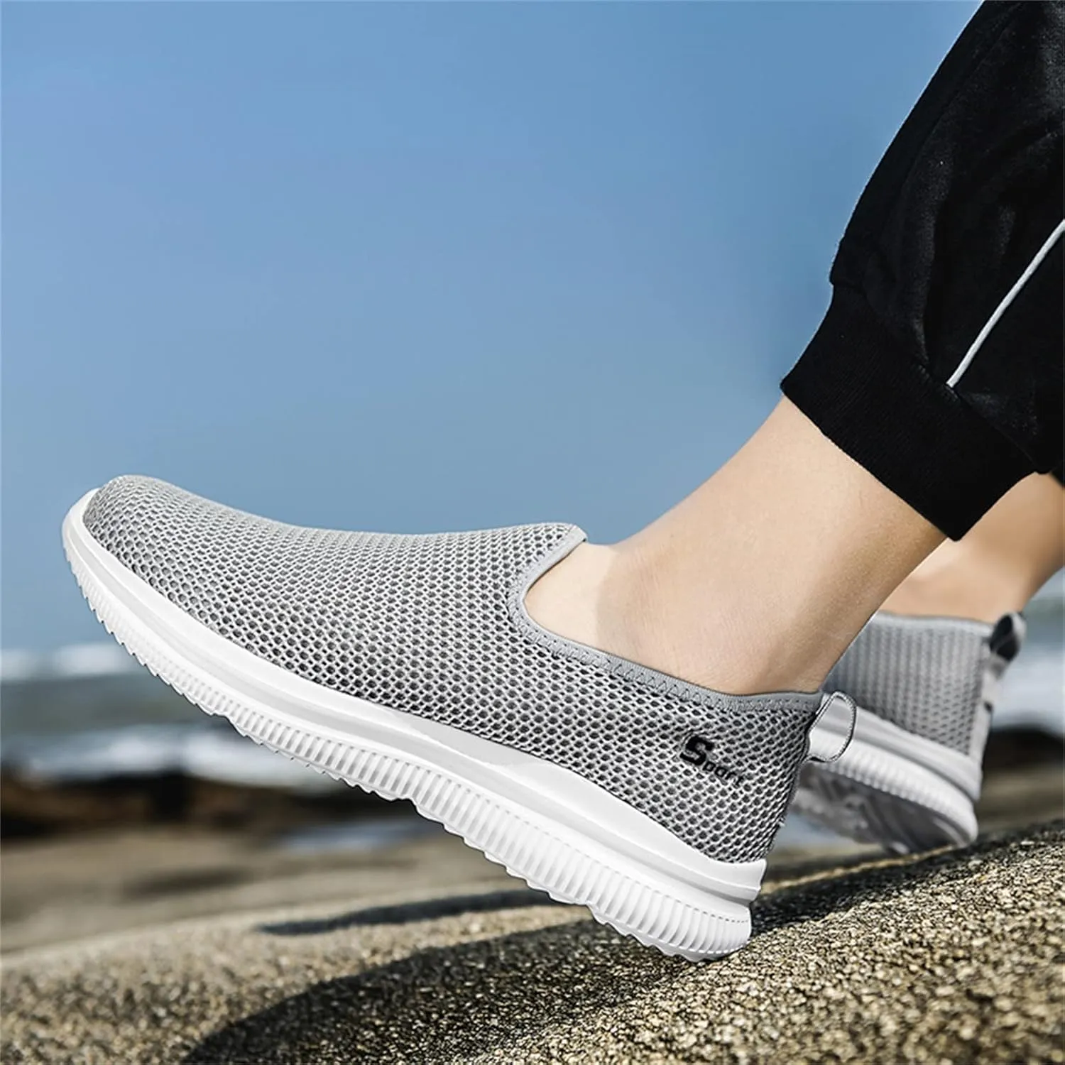Women's Fashion Sneaker Mesh Slip On Black Non Slip Shoes for Women Comfortable Women Shoes Casual Walking Loafers Women Comfort Women Casual Sneakers