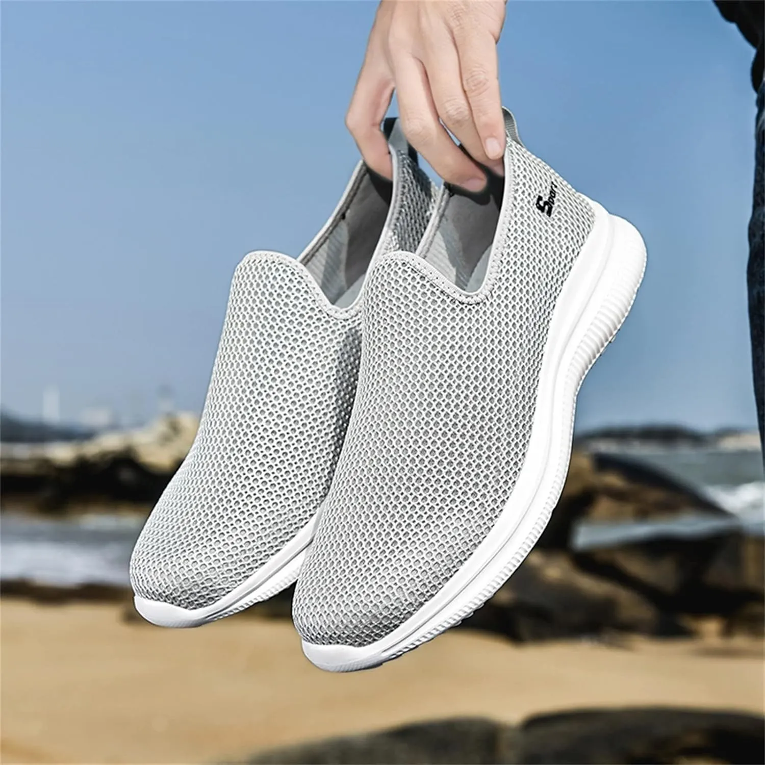 Women's Fashion Sneaker Mesh Slip On Black Non Slip Shoes for Women Comfortable Women Shoes Casual Walking Loafers Women Comfort Women Casual Sneakers