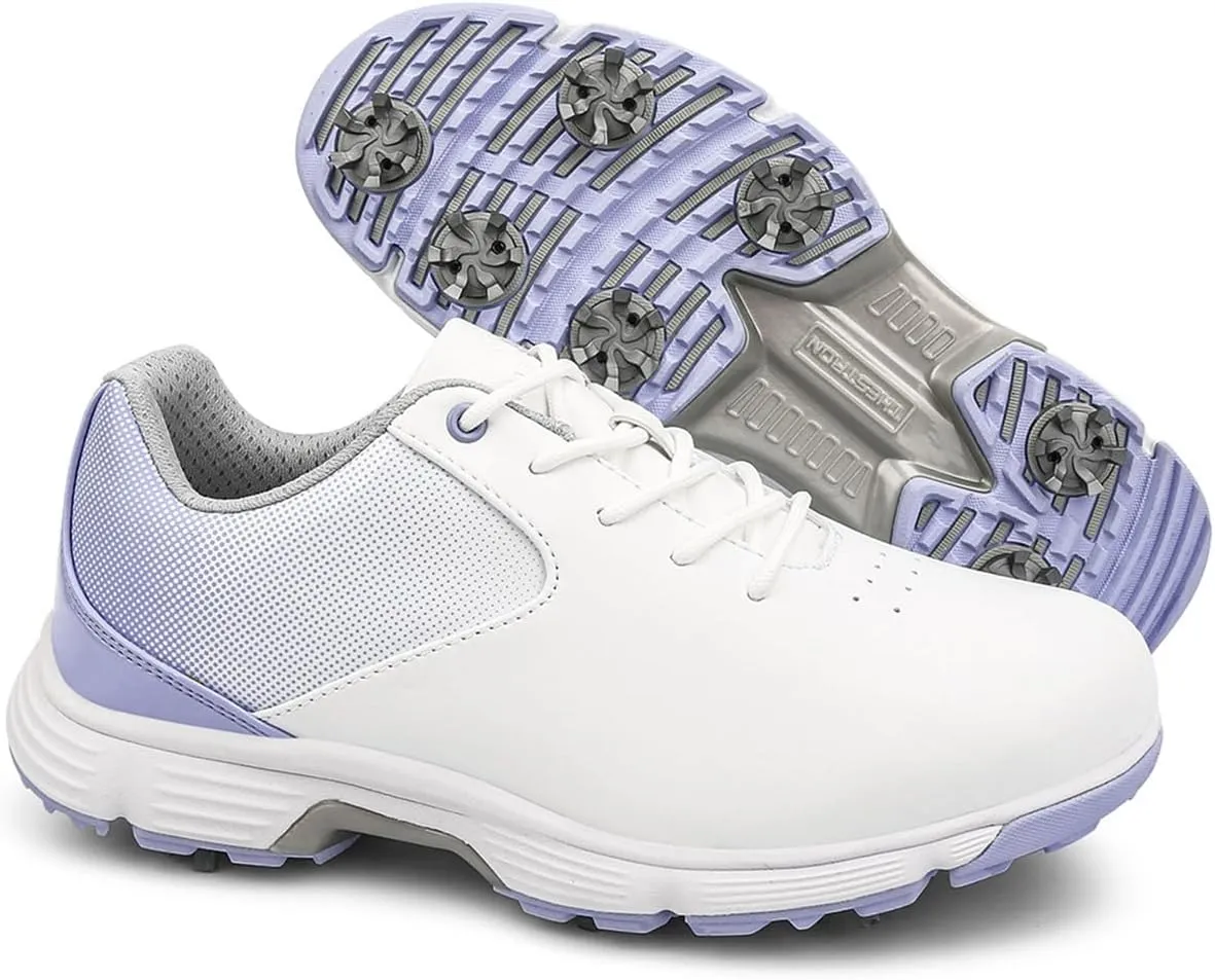 Womens Leather Golfing Walking Trainers Non Slip Waterproof Golf Workout Gym Sneakers