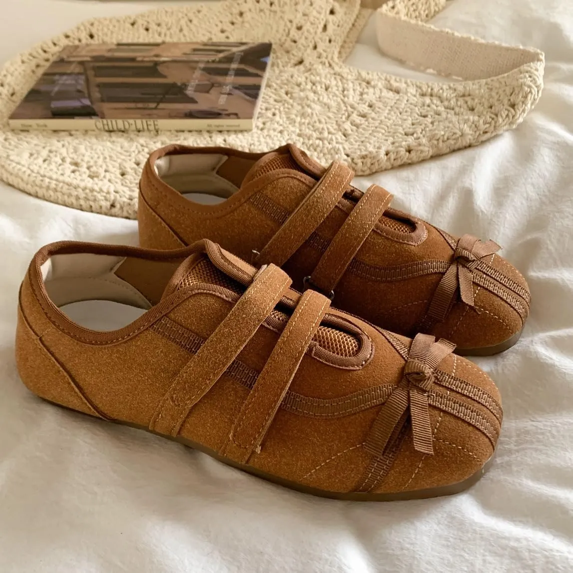 Women's Mary Jane Shoes Flat Shoes with Cute Bow Breathable Soft Comfortable for Casual Outfits All Day Wear
