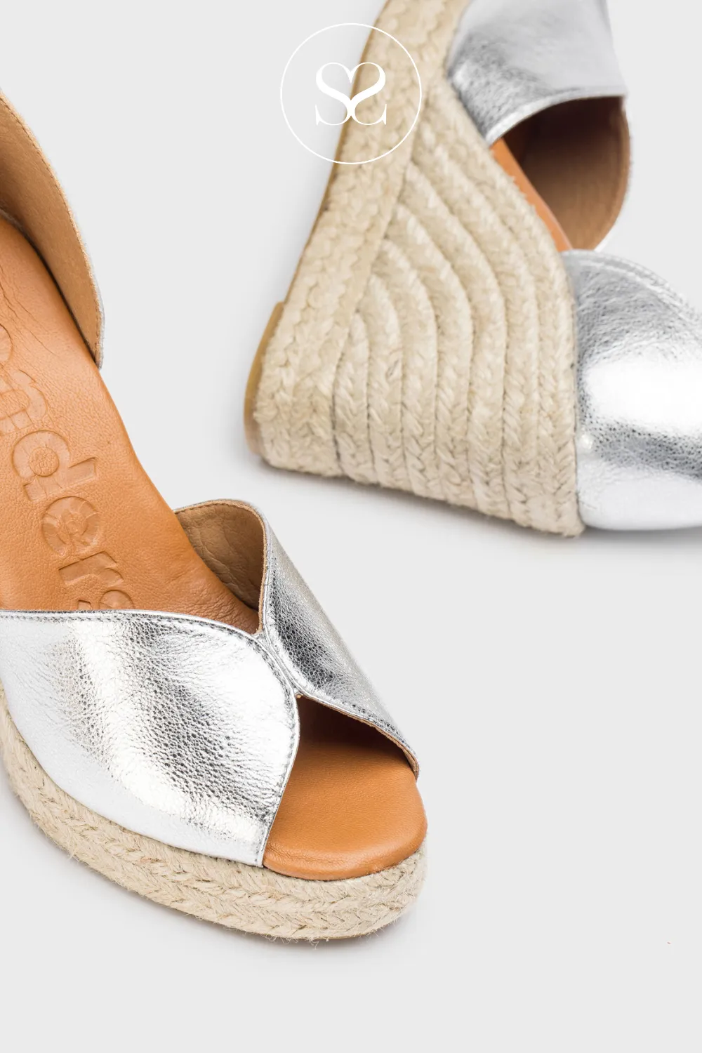 WONDERS YH-PI609 SILVER ESPADRILLE WEDGE