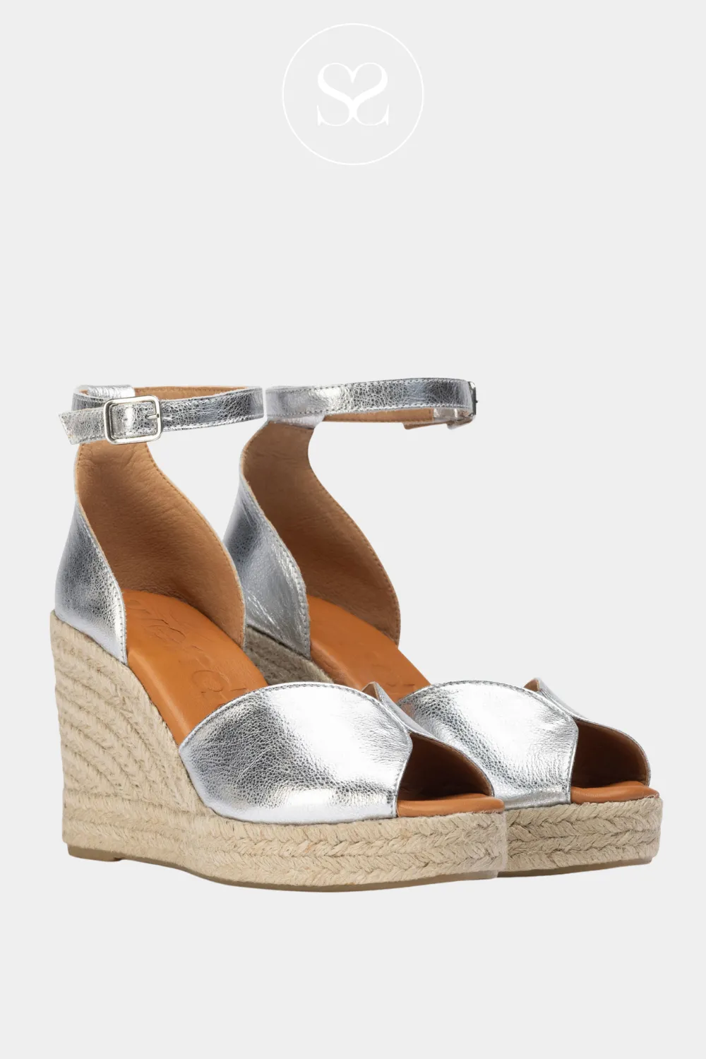 WONDERS YH-PI609 SILVER ESPADRILLE WEDGE