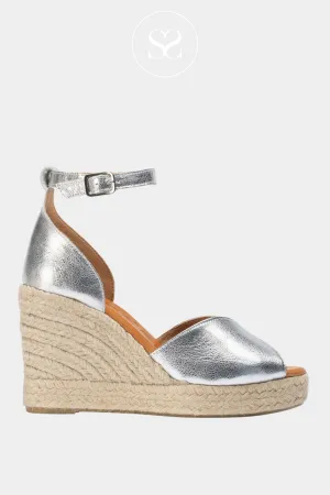 WONDERS YH-PI609 SILVER ESPADRILLE WEDGE