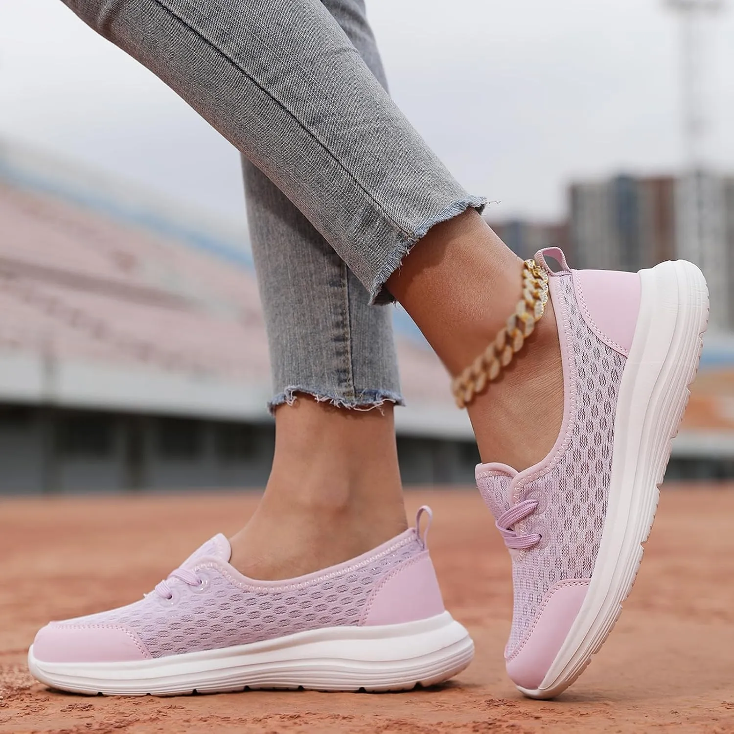 ZWRXW Women's Orthopedic Loafers Slip-On Walking Shoes Arch Support & Non-Slip Breathable Shoes Low Top Fashion Sneakers Lightweight Outdoor Hiking Sneakers